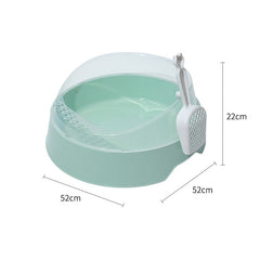 Large Semi-Enclosed Cat Litter Box with Shovel